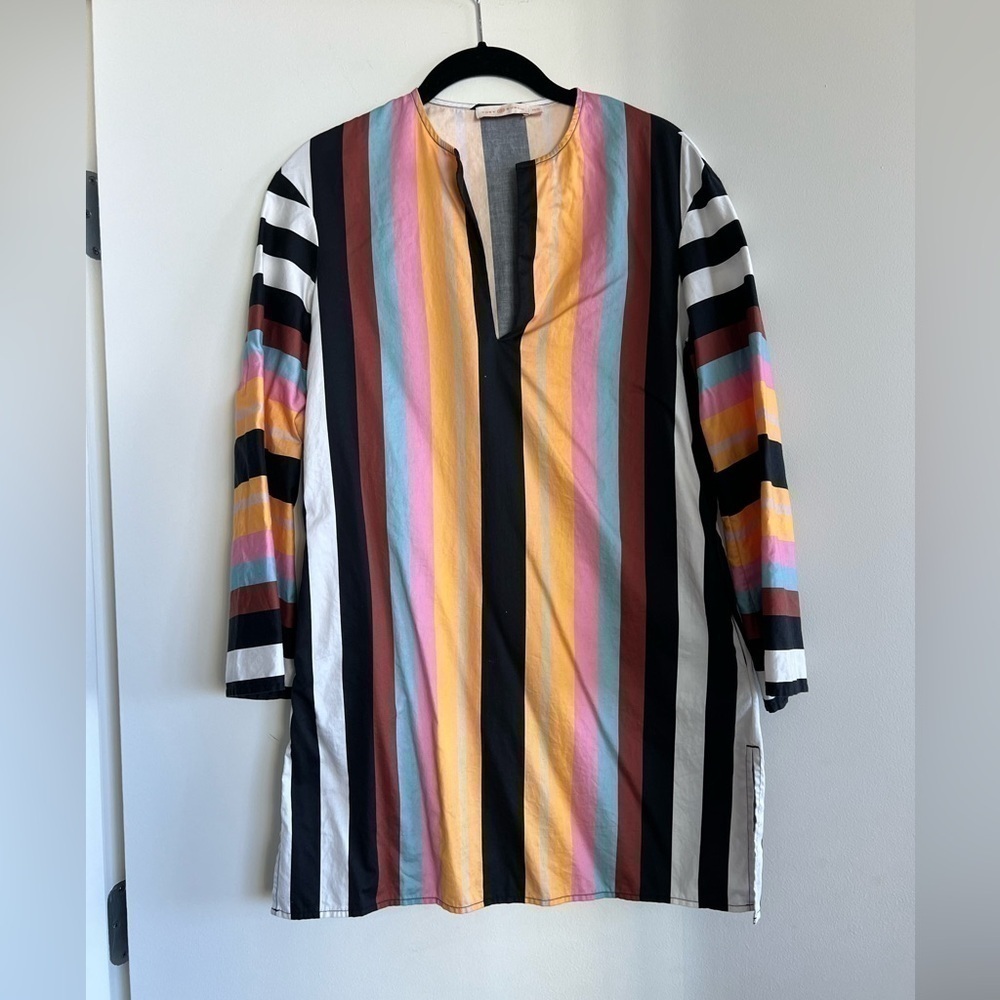 Tory Burch Striped V Neck Beach Tunic - Picture 7 of 7